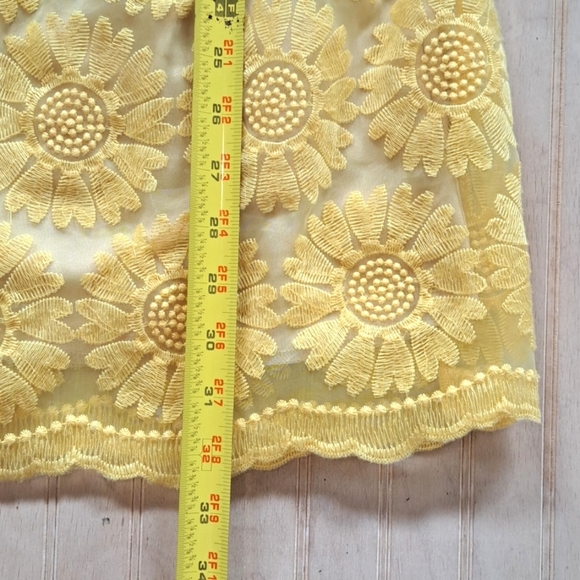Ruby Rox Yellow Sleeveless Sunflower Embroidery Lace Organza Dress - Picture 11 of 11